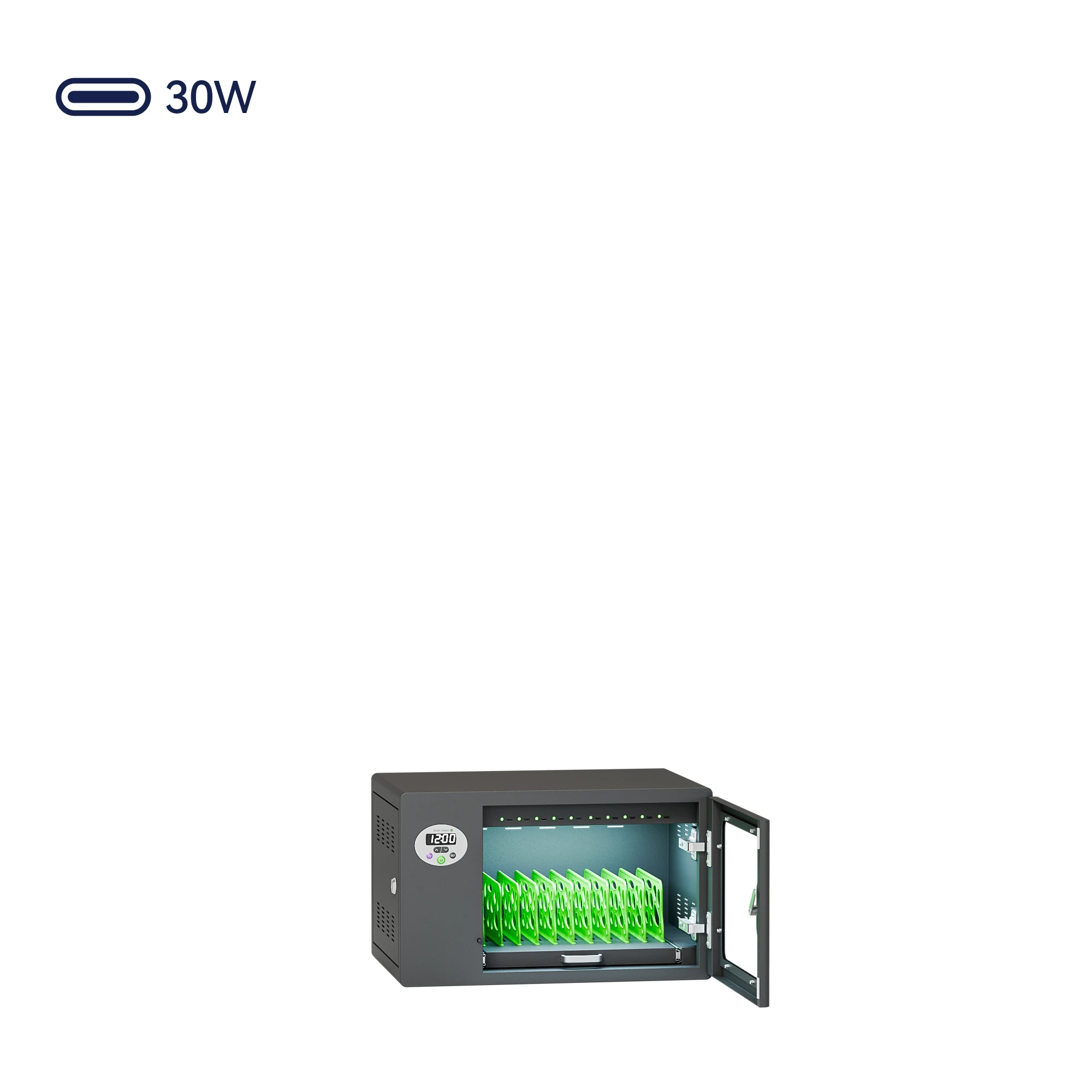 QP-R10PD-30W Type-C Smart Charging Cabinet for Tablets & Phones - 图片 2